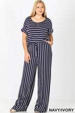 Load image into Gallery viewer, Navy &amp; Ivory Jumpsuit